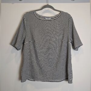 Croft & Barrow Black White Stripe Business Casual Short Sleeve Shirt Size XL